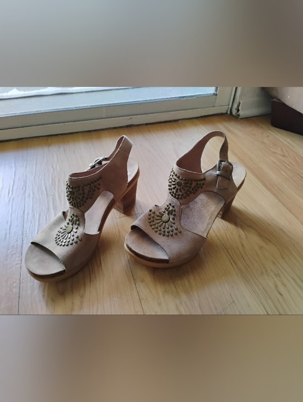 Dansko Tan Shimmer Embellished Clogs Size 37